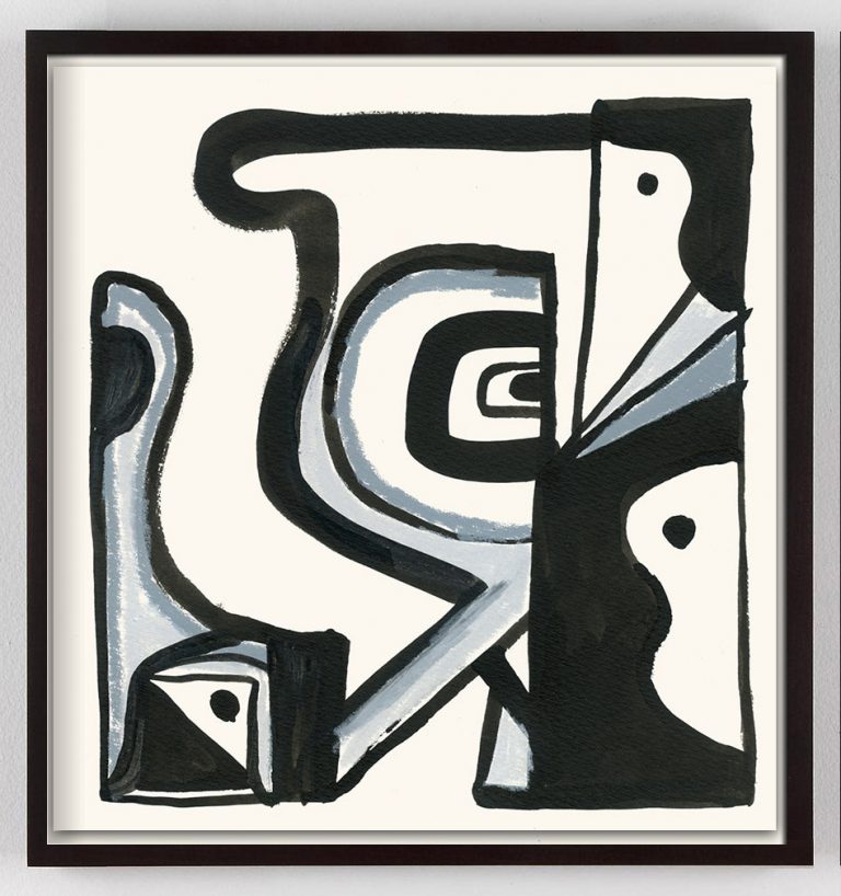 black and white abstract modern art print