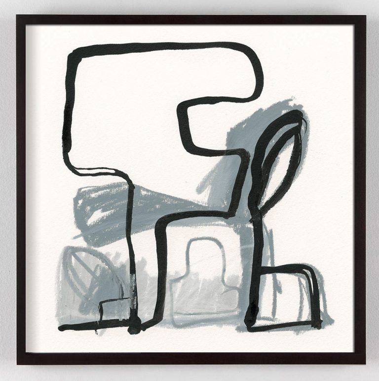 fifties style black and white abstract painting