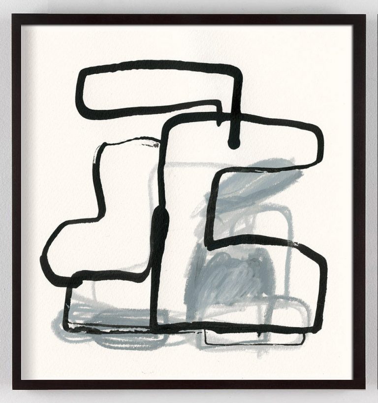 black and white abstract painting