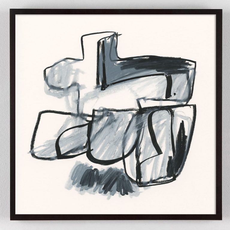 black and white abstract painting