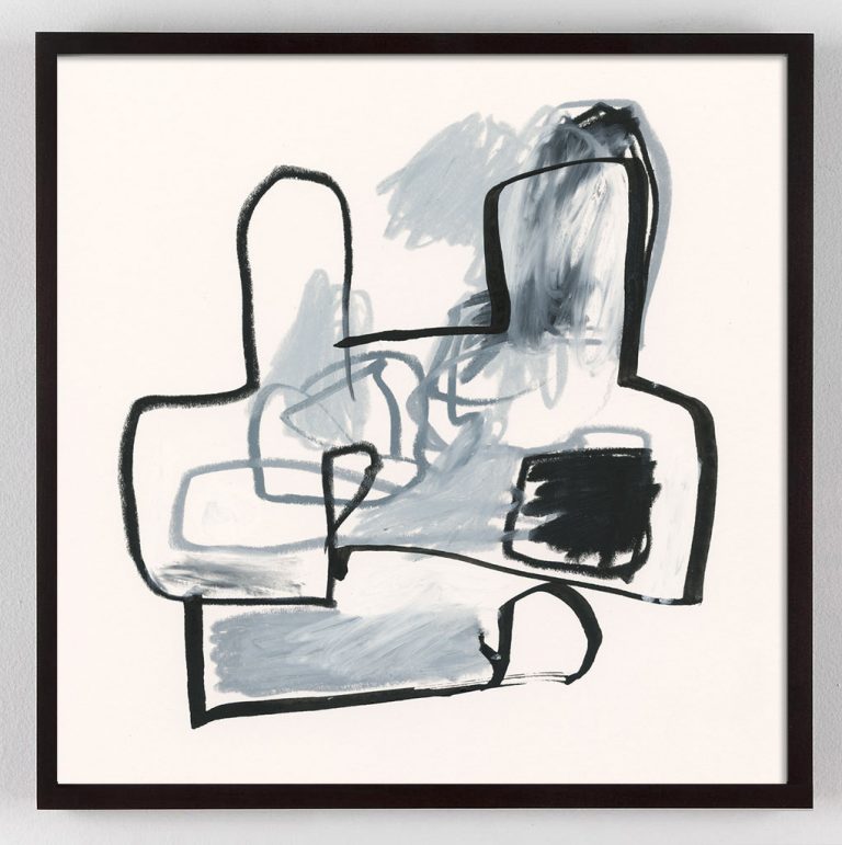 black and white abstract painting