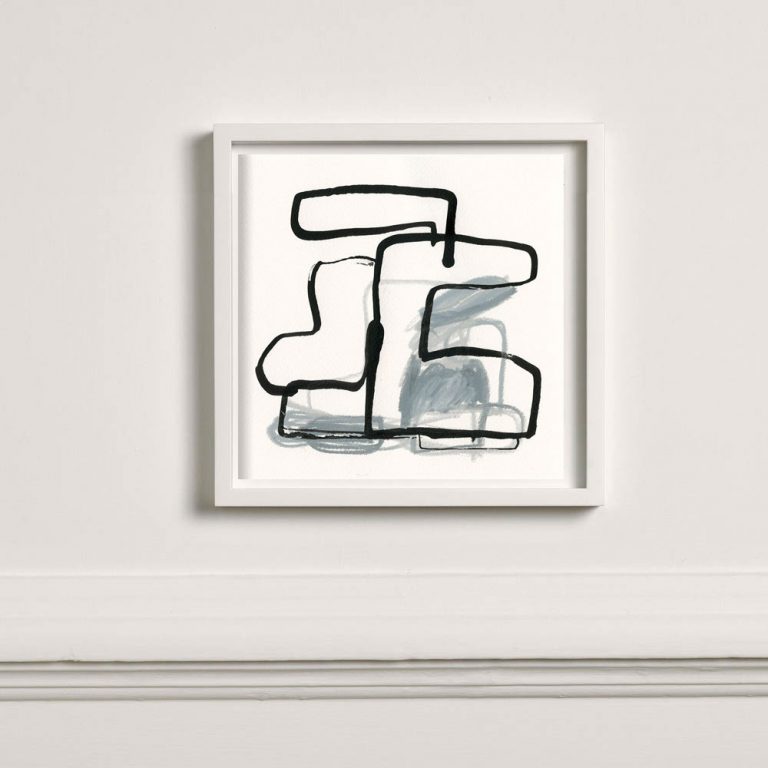 black and white abstract painting