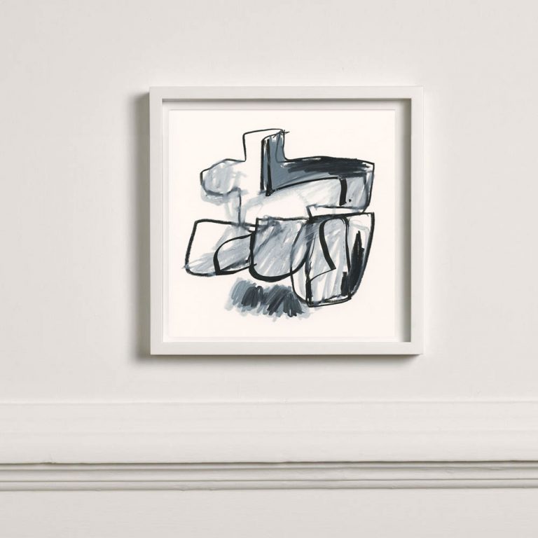 black and white abstract painting