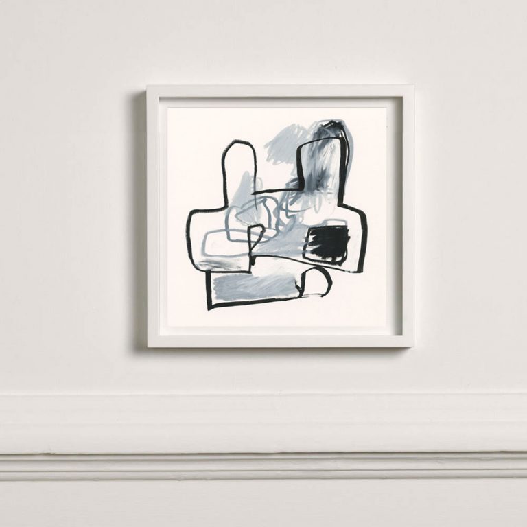 black and white abstract painting