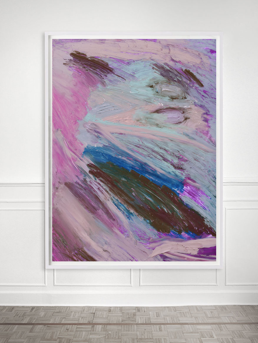 pink and blue abstract painting print