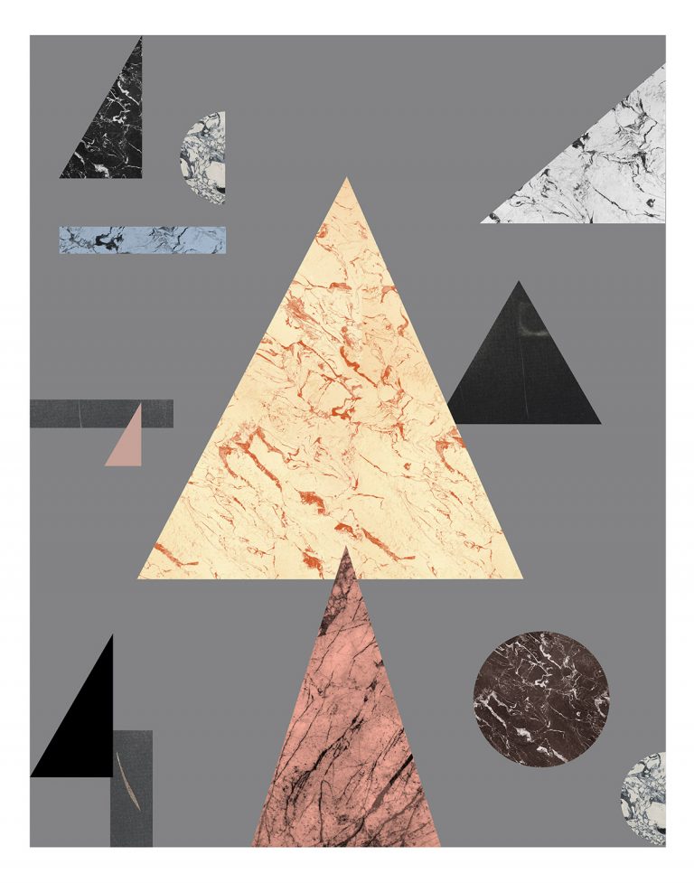 large yellow and terracotta geometric art print