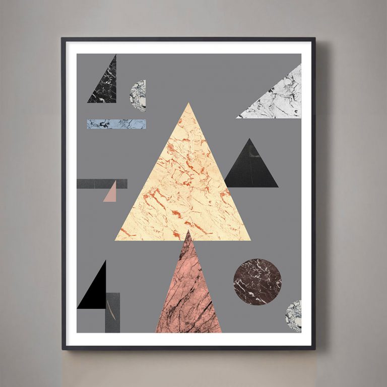 large yellow and terracotta geometric art print