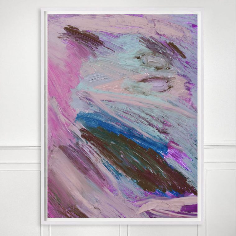 pink and blue abstract painting print