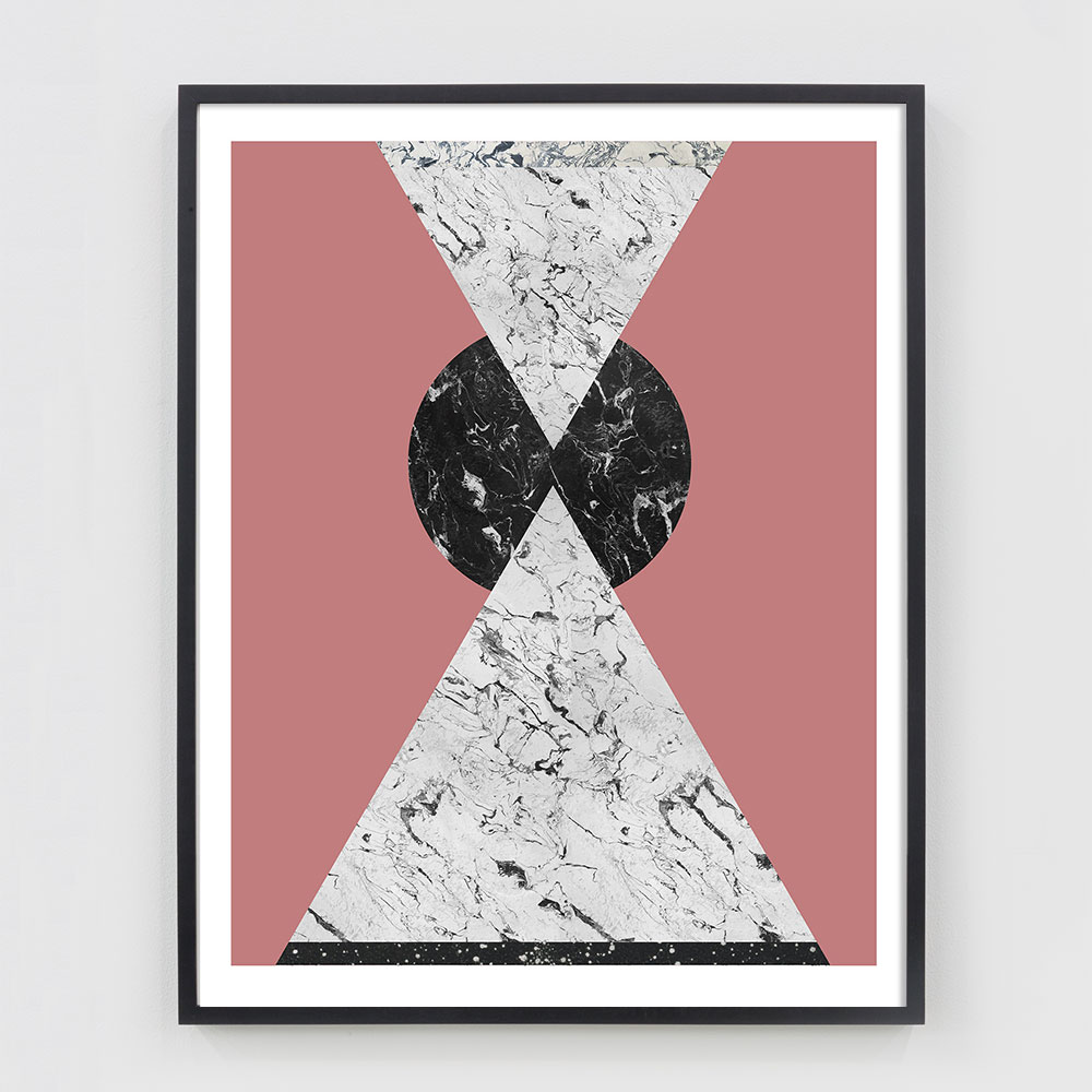 terracotta abstract art print collage with marble