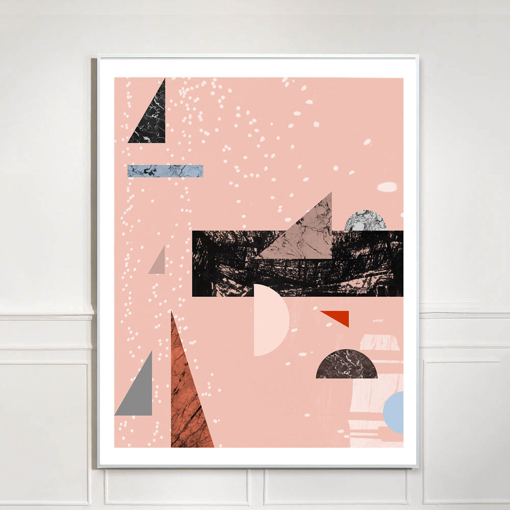 large pink abstract geometric collage