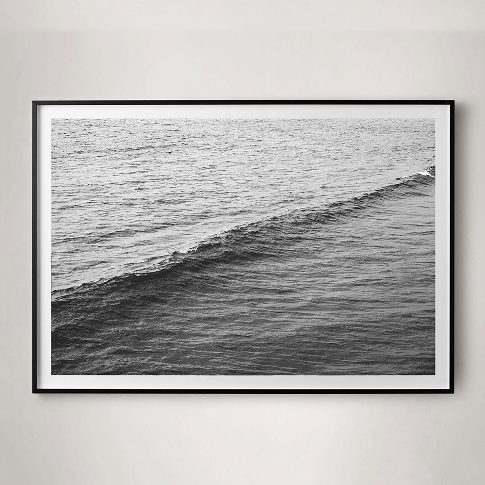 calm minimal black and white ocean photograph