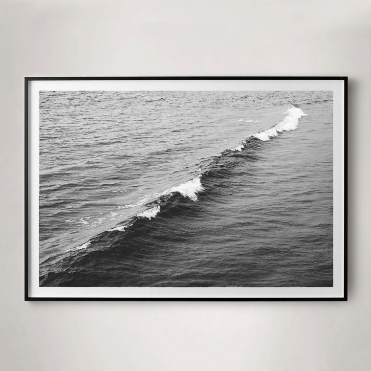 calm minimal black and white ocean photograph