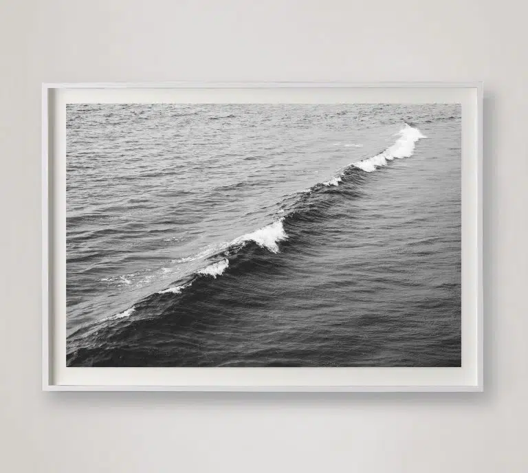 calm minimal black and white ocean photograph