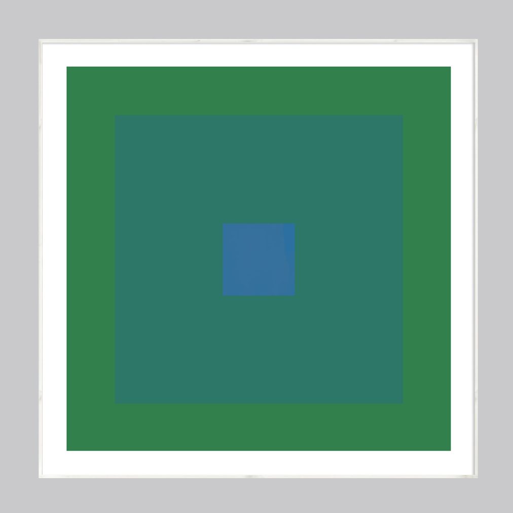 geometric abstract art in cool greens