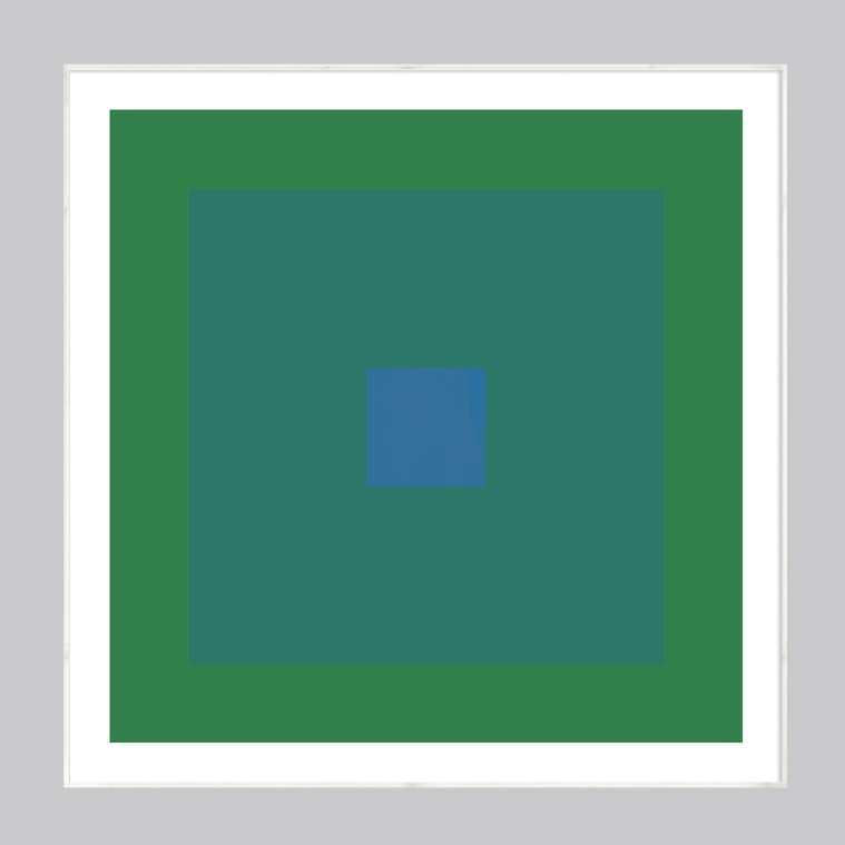 geometric abstract art in cool greens