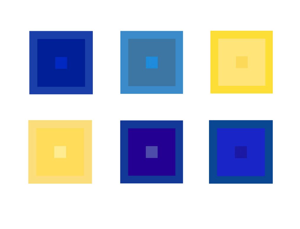 colorful abstract art set with blue and yellow