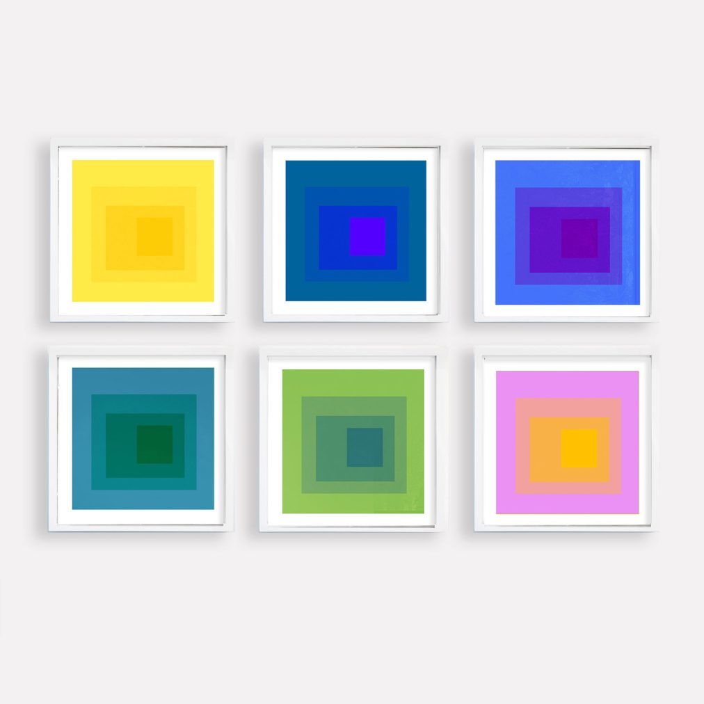 set of 6 abstract geometric color block prints