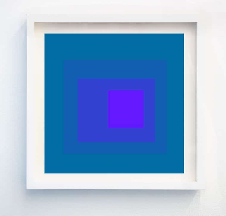 blue and purple geometric art print