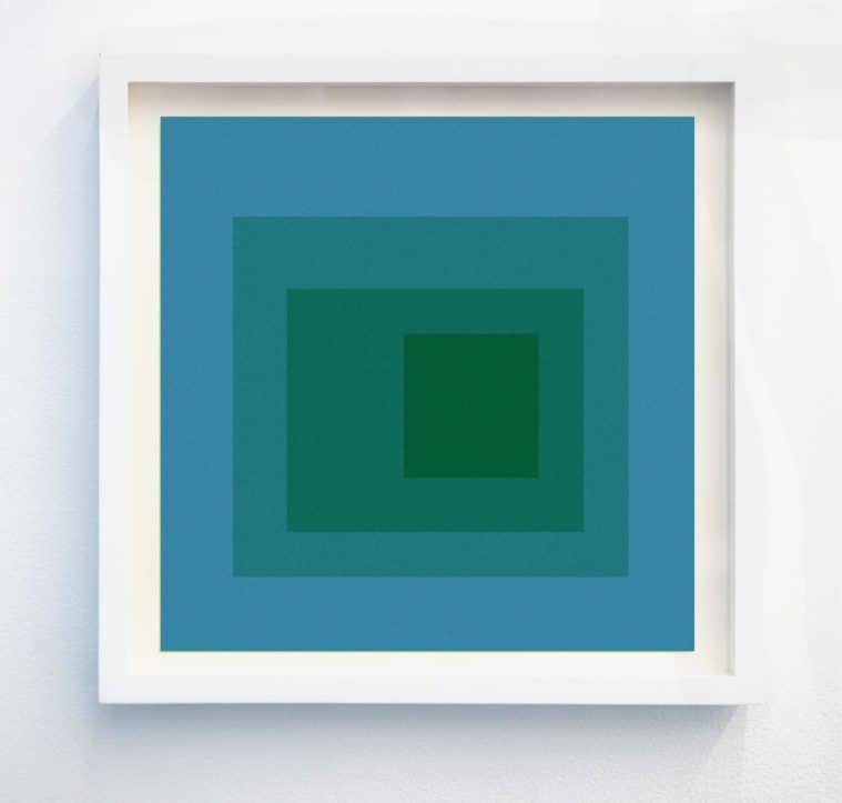 muted blue and green geometric abstract art