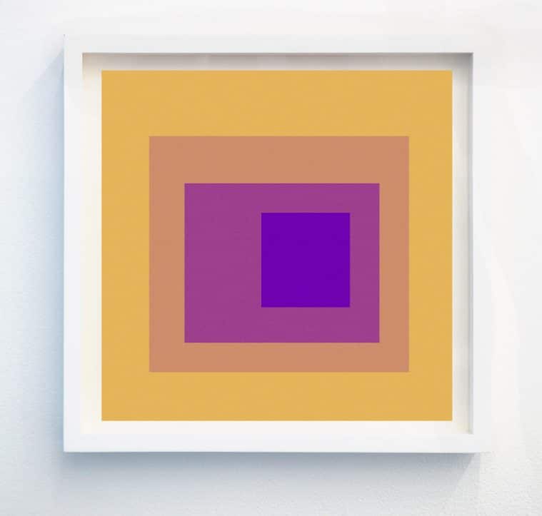 butterscotch and purple geometric abstract art