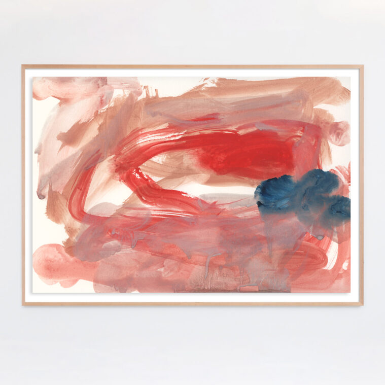 red abstract expressive art print