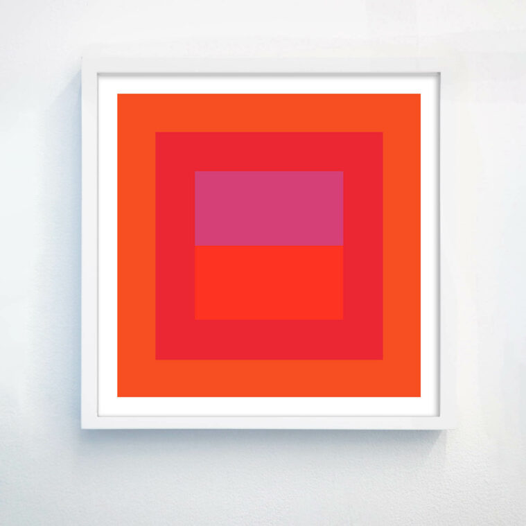 geometric art print orange red