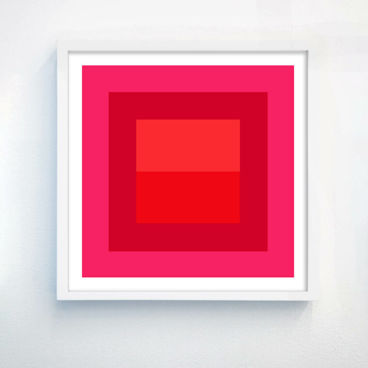 geometric abstract art in fuschia and red