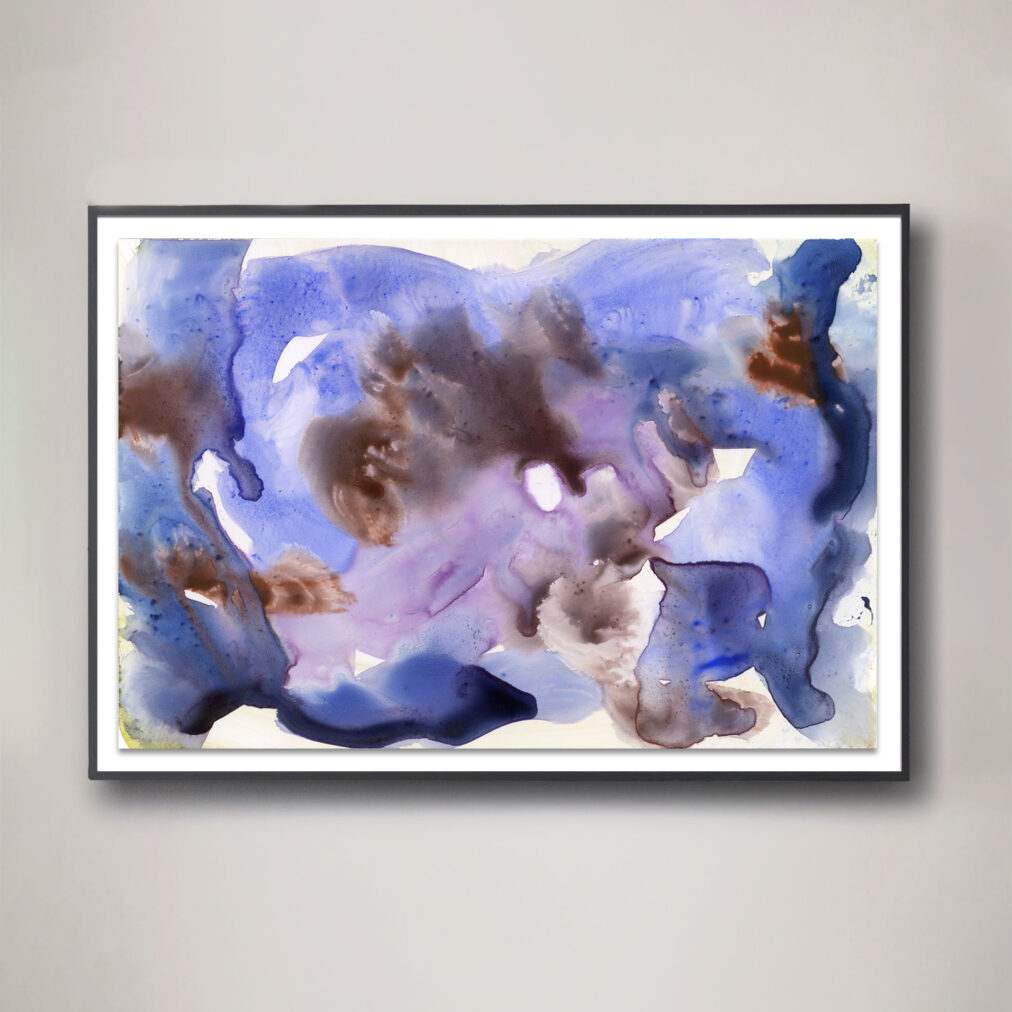 abstract blue and purple painting print