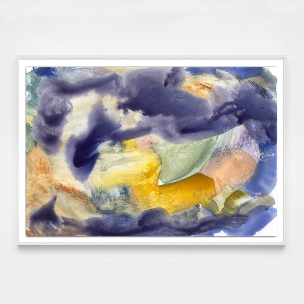 purple yellow green abstract painting print