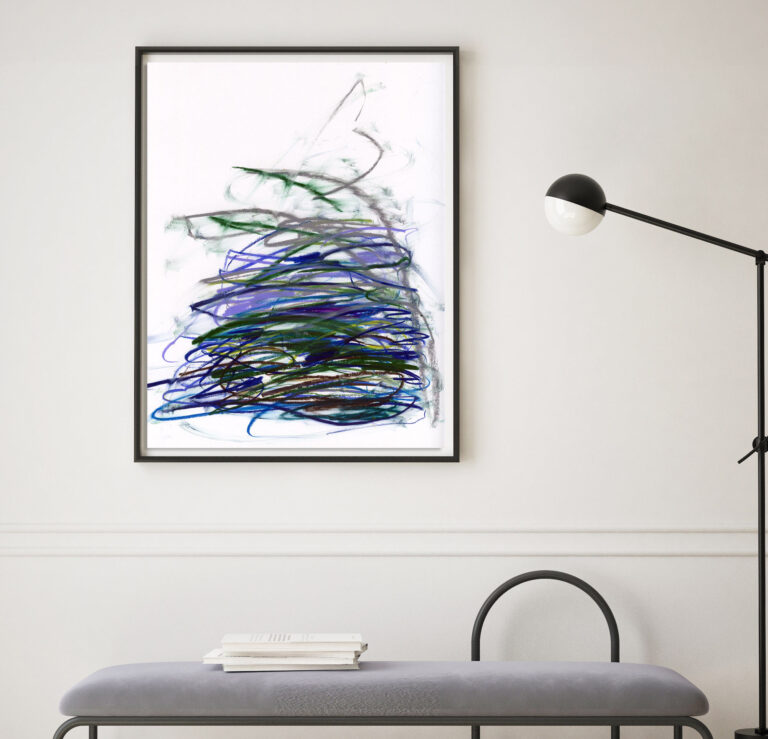 blue green purple grey abstract print