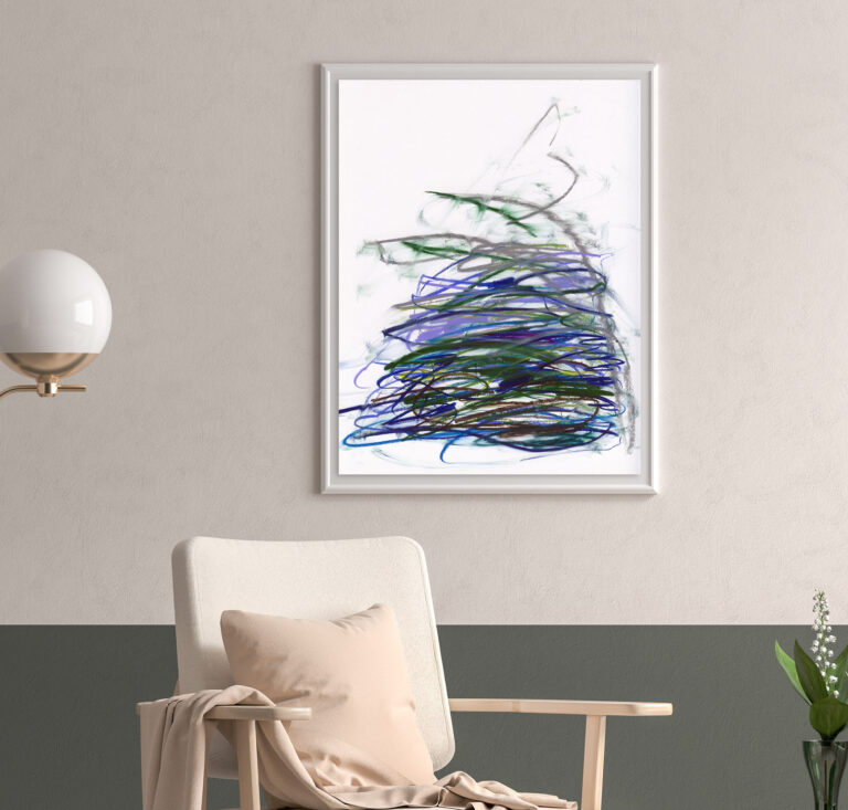 blue green purple grey abstract print