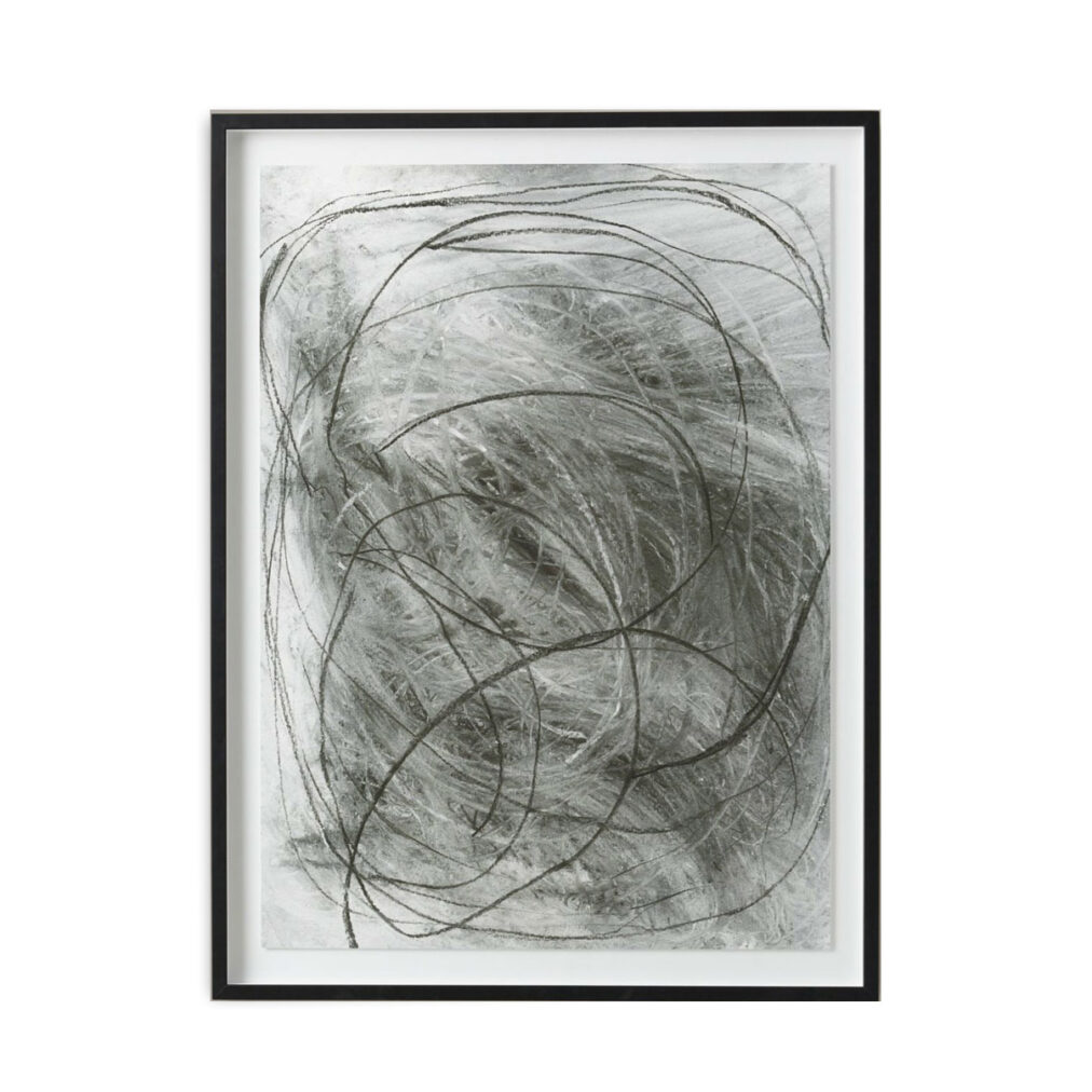 black and white charcoal abstract drawing print
