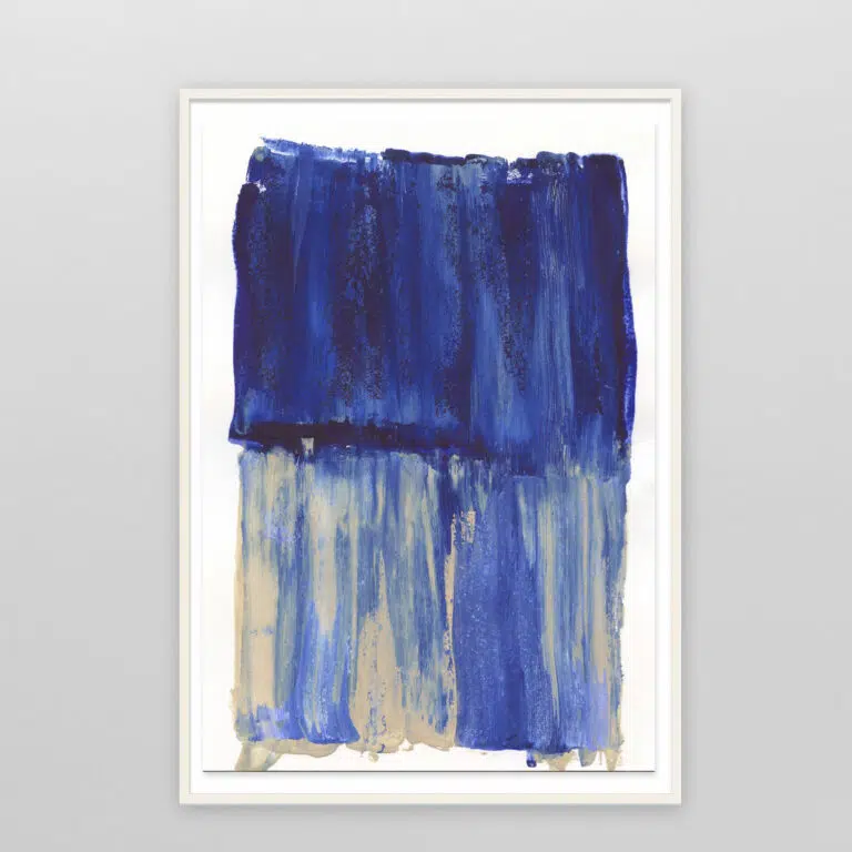 blue and cream abstract painting