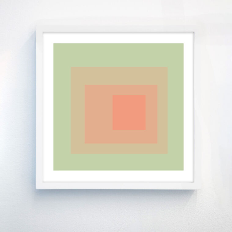 peach and lime geometric art print